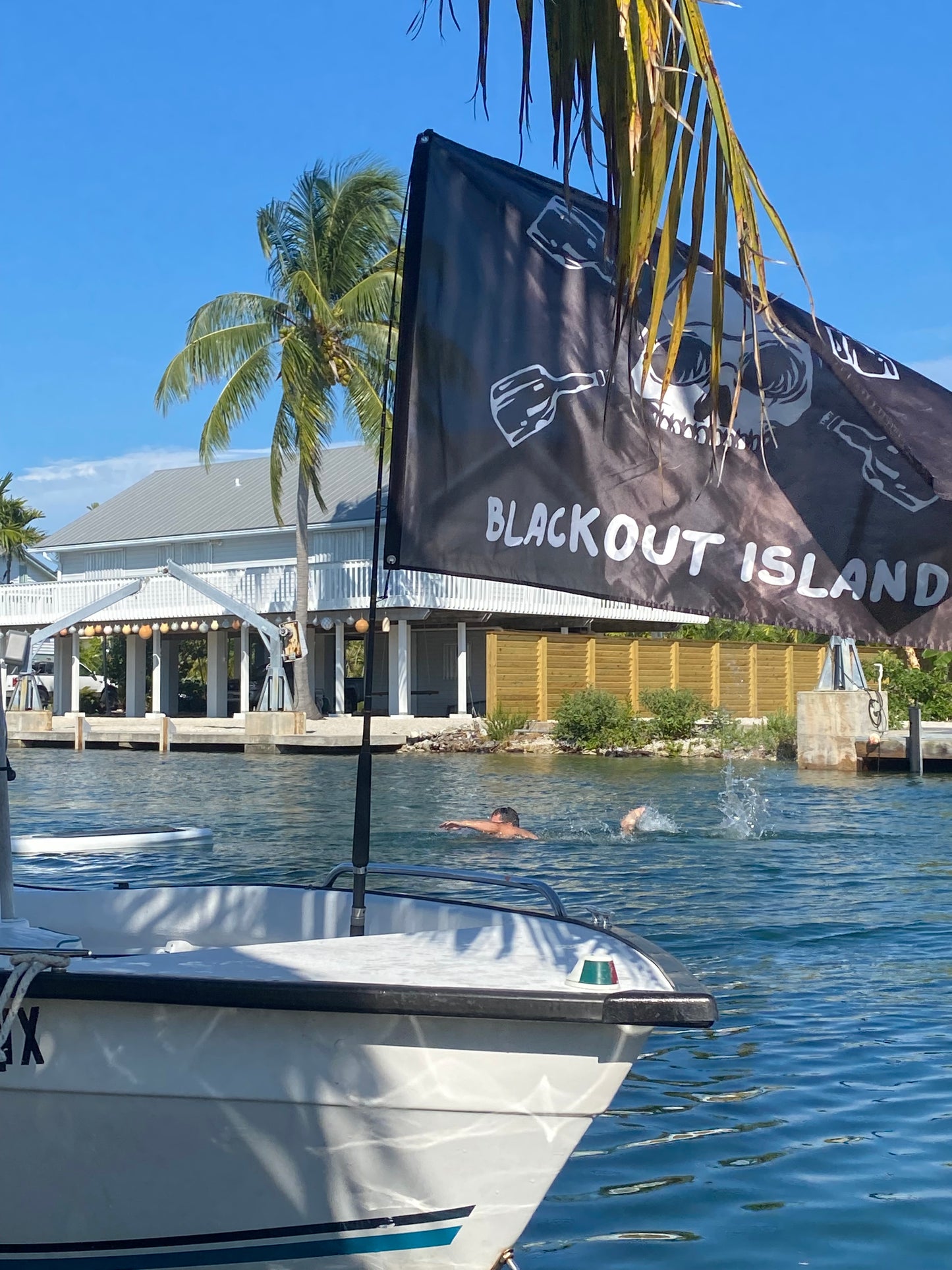 Blackout Island Skull & Bottles Boat Flag