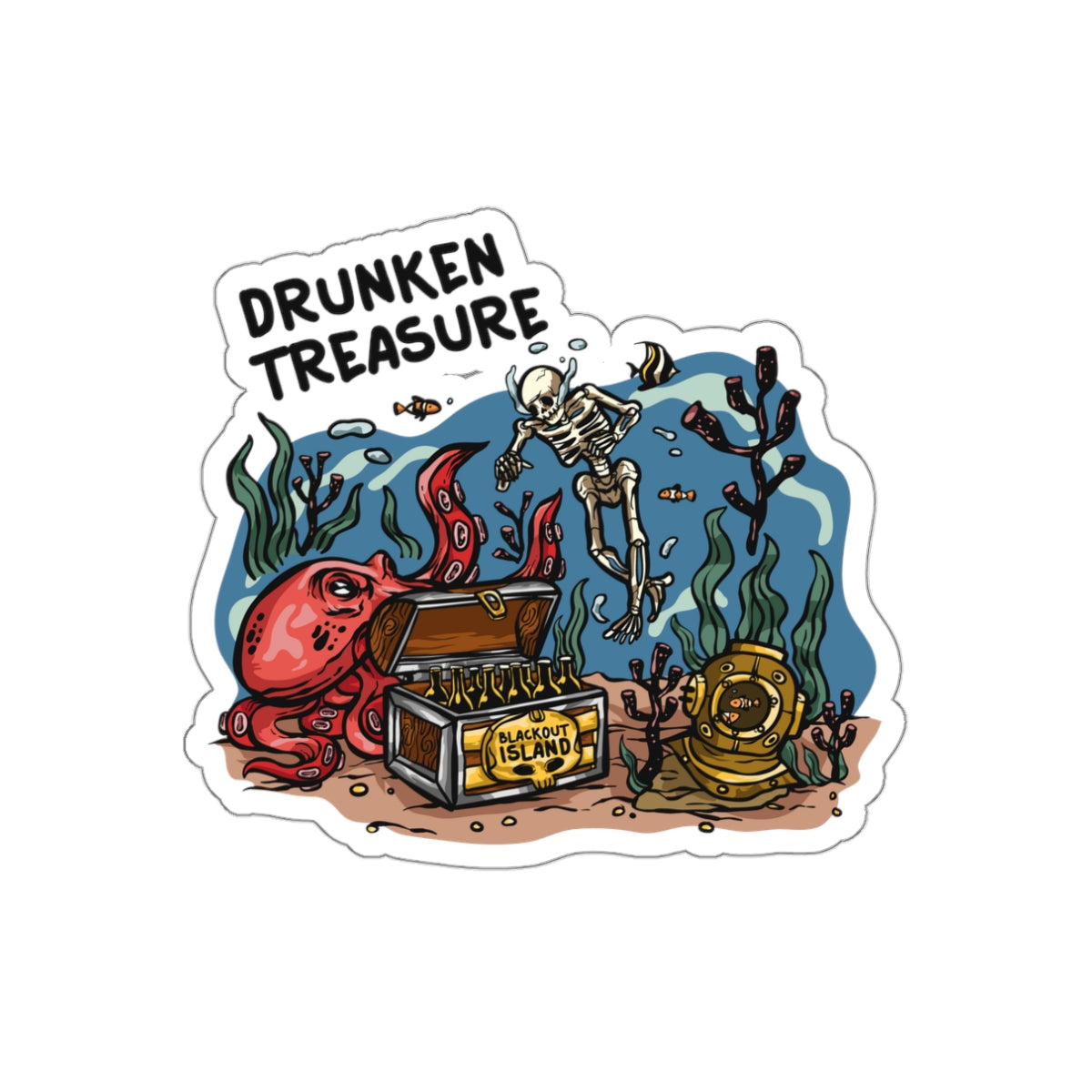 Drunken Treasure Waterproof Sticker