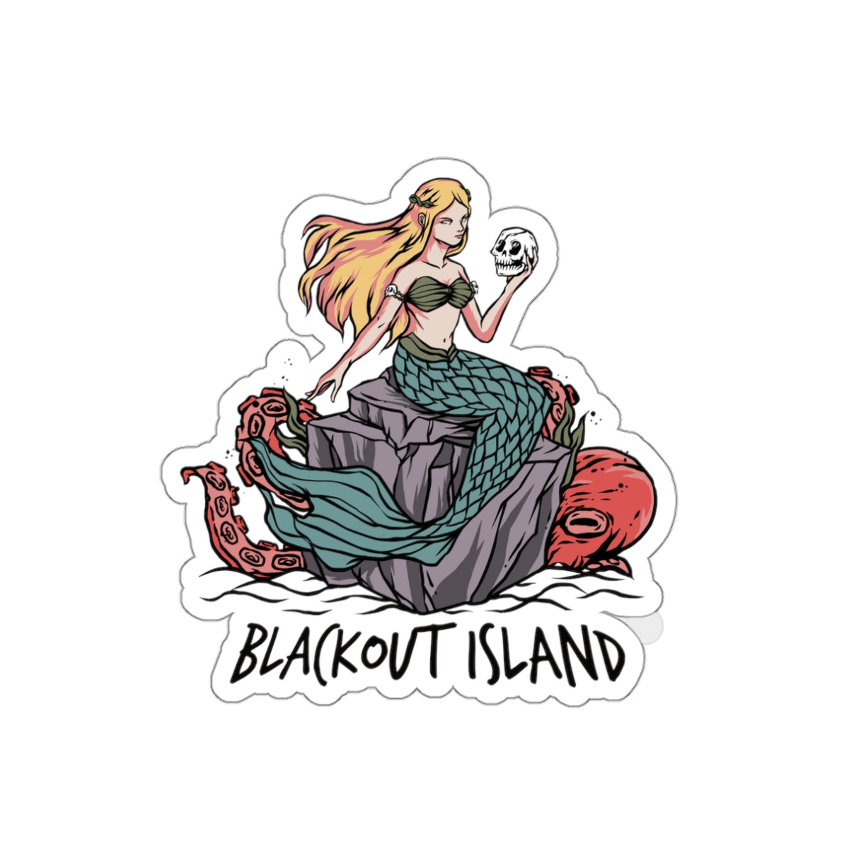 Mermaid and Skull Waterproof Sticker