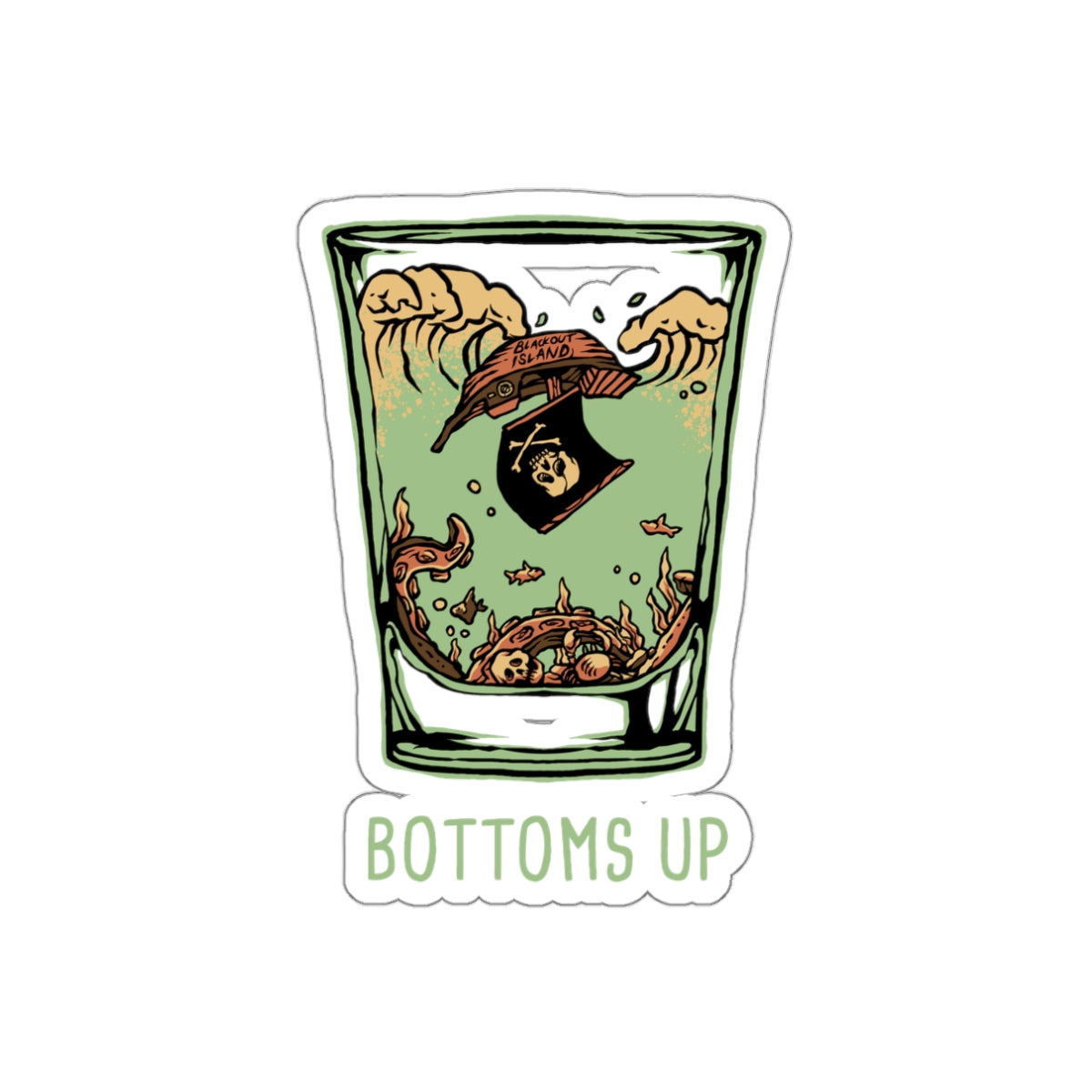 Bottoms Up Waterproof Sticker