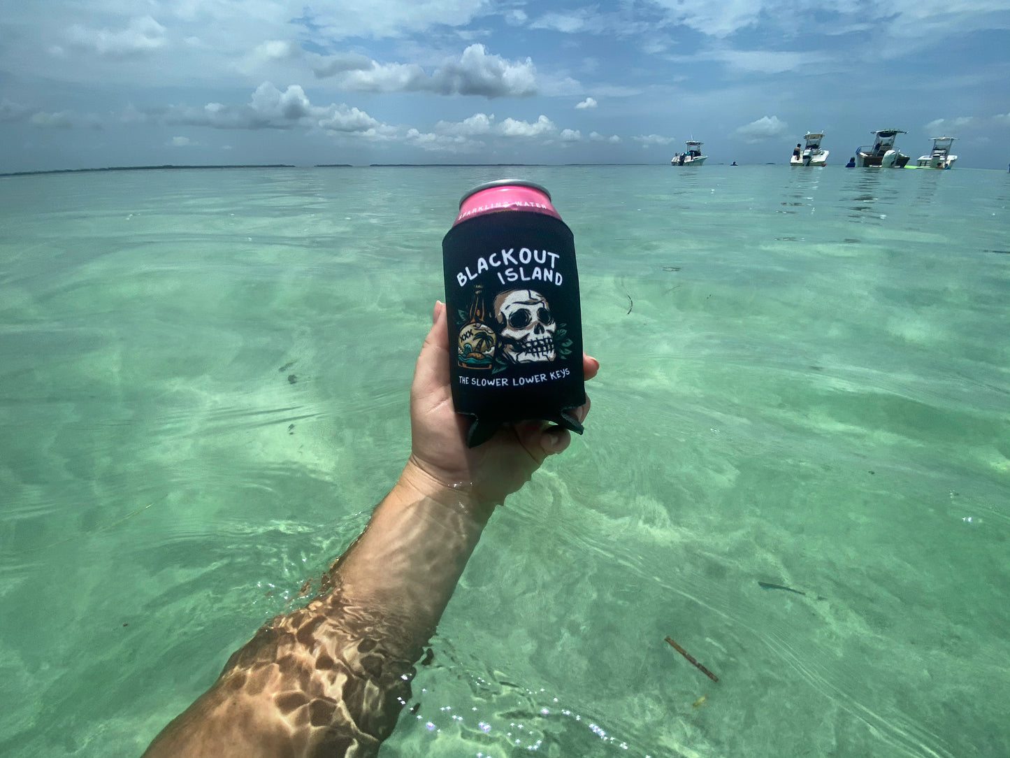 Blackout Island Slower Lower Keys Logo Drinking Can Cooler Koozie