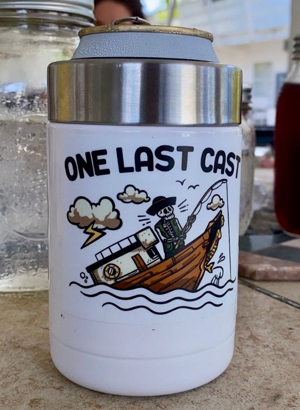 One Last Cast Ship Going Down Waterproof Sticker