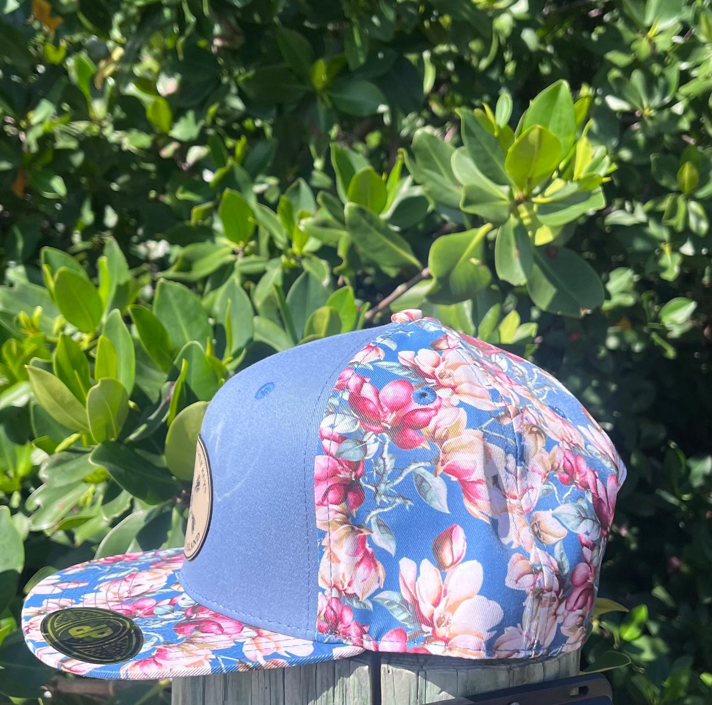 Slower Lower Keys Blackout Island Floral Print SnapBack Flat Brim Hat