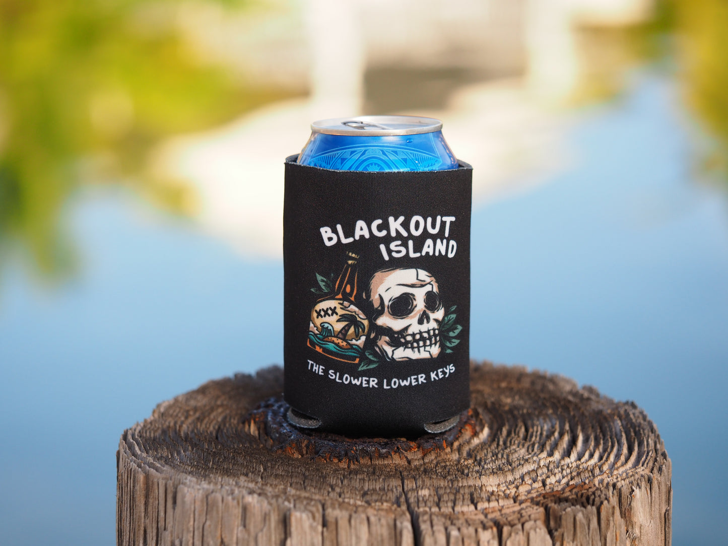 Blackout Island Slower Lower Keys Logo Drinking Can Cooler Koozie