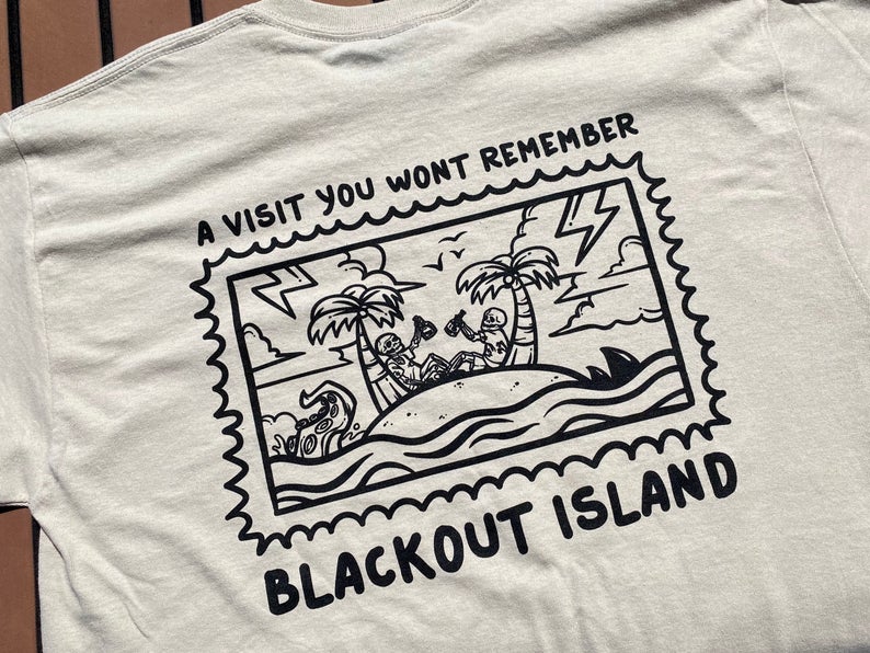 A Visit You Wont Remember Blackout Island T-Shirt Short Sleeve Tee